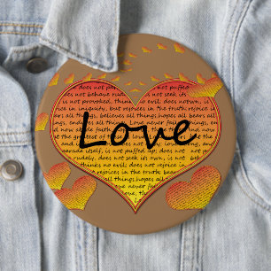 Love 1 Corinthians 13 Hearts 6 Cm Round Badge