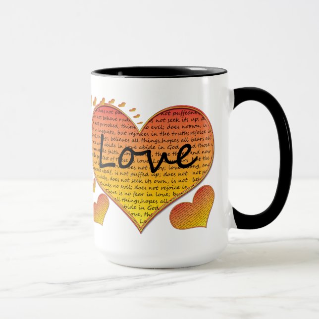 Love 1 Corinthians 13 Hearts Mug (Right)
