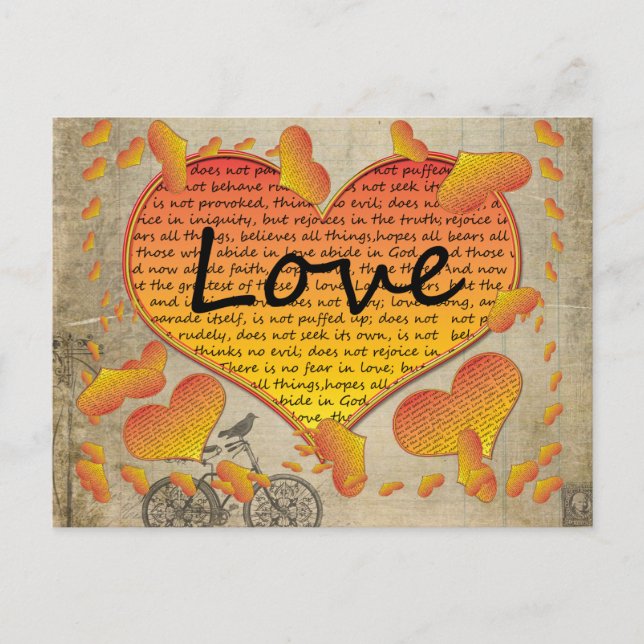 Love 1 Corinthians 13 Hearts Postcard (Front)