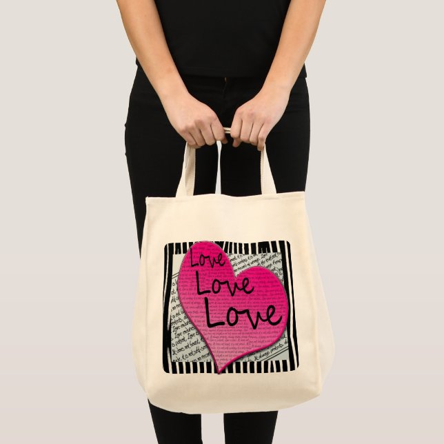 Love 1 Corinthians 13 Zebra Hearts Reusable Bag (Front (Product))
