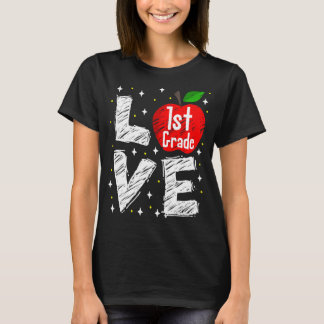 Love 1st Grade Apple Funny Back To School Teacher  T-Shirt