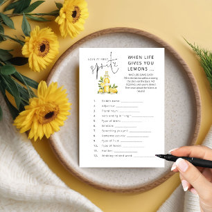 Love 1st Spritz Mad Libs Bridal Shower Game Invitation