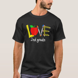 Love 2nd Grade Apple Back To School Teacher T-Shirt