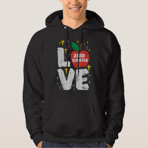 Love 2nd Grade Apple Cute Second First Day Of Scho Hoodie