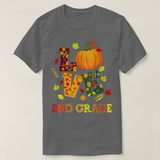 Love 2nd Grade Happy Fall Yall Autumn Teacher Stud T-Shirt (Design Front)