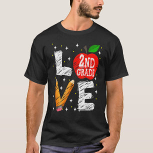 Love 2nd Grade Second Apple Back To School Teache T-Shirt