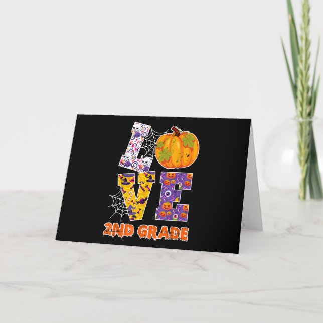 Love 2nd Grade Teacher School Halloween Gift Card (Front)