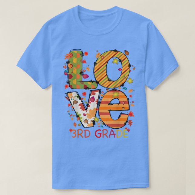 Love 3rd Grade Happy Fall Yall Autumn Teacher Stud T-Shirt (Design Front)