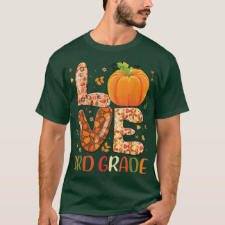 Love 3rd Grade Happy Fall Yall Autumn Teacher Stud T-Shirt