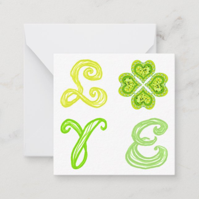 LOVE 4 Leaf Diamonds Happy St. Patricks Day fabric Card (Front)