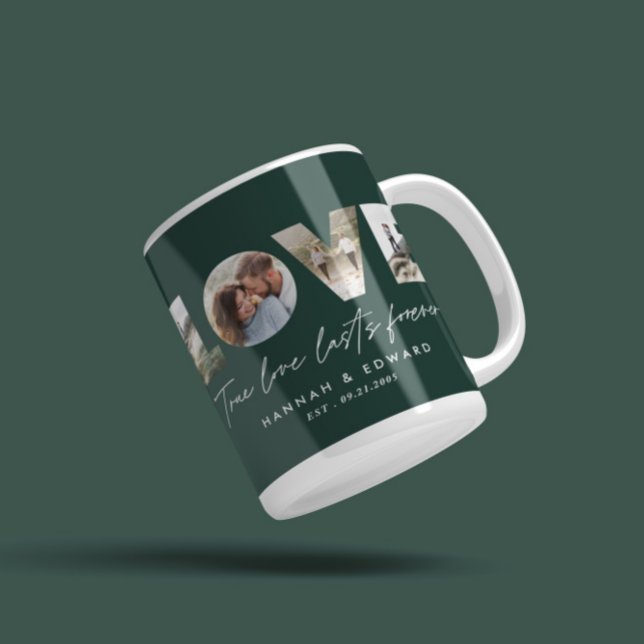 Love 4 photo modern minimal personalised gift coff coffee mug (Creator Uploaded)