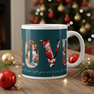 Love 4 photo modern minimal personalised gift coff large coffee mug