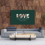 Love 4 photo modern minimal personalized green canvas print<br><div class="desc">True Love lasts forever multi 4 photo simple modern minimal personalized anniversary,  wedding,  birthday or Christmas gift for the one you love. Modern green color is fully customizable.</div>