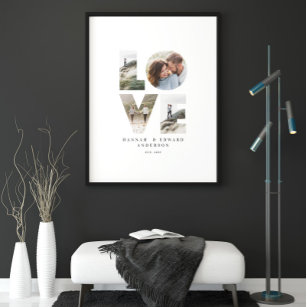 Love 4 photo simple modern personalised gift faux canvas print