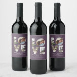 Love 4 photo simple modern personalised gift plum wine label<br><div class="desc">Love 4 photo simple modern personalised anniversary,  wedding,  birthday or Christmas gift for the one you love. Modern plum purple design.</div>