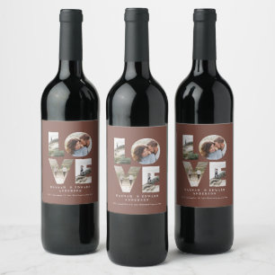 Love 4 photo simple modern personalised gift wine  label