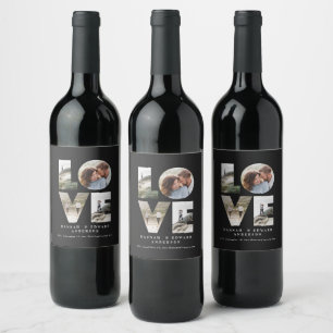 Love 4 photo simple modern personalised gift wine  label