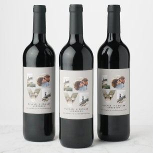 Love 4 photo simple modern personalised gift wine  wine label