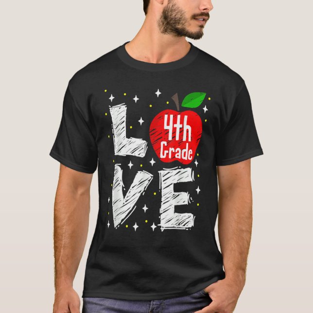Love 4th Grade Apple 1 T-Shirt (Front)