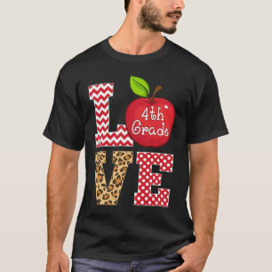 Love 4th Grade Apple Tees  Teacher Leopard