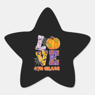 Love 4th Grade Teacher School Halloween Gift Star Sticker