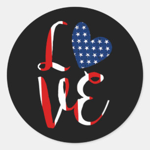 Love 4th Of July Independence Day Red White And Bl Classic Round Sticker