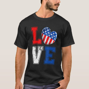 Love 4th Of July Us Flag United State Of American  T-Shirt
