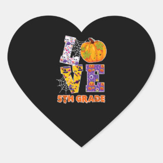 Love 5th Grade Teacher School Halloween Gift Heart Sticker