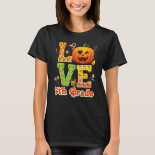 Love 7th Grade Teacher Pumpkin Halloween Sweet Can T-Shirt