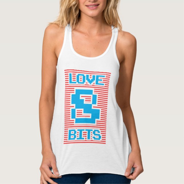 Love 8 Bits, geek, funny, typography, Singlet (Front)