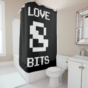 Love 8 Bits Shower Curtain