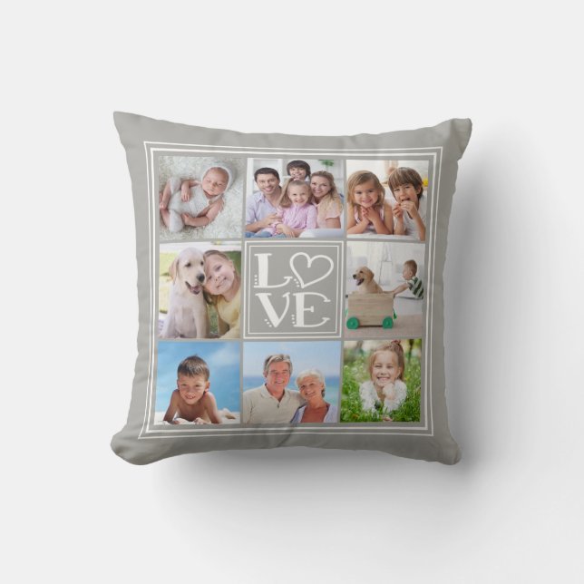 LOVE 8-Photo Collage (changeable solid colour) Cushion (Front)