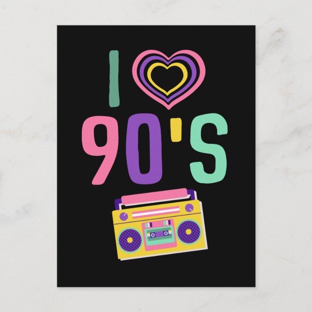 Love 90s Radio Music Disco Retro 1990s Postcard (Front)