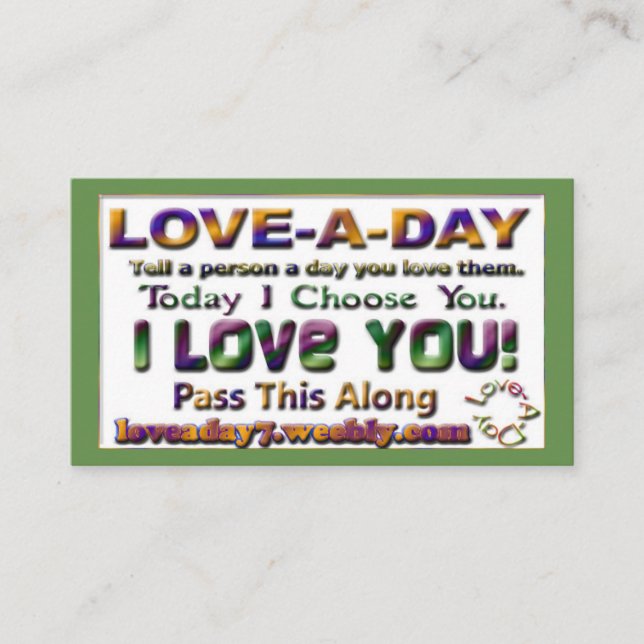 Love-a-Day Business Cards (Front)