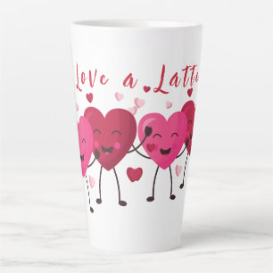 Love A Latte Fun Happy Hearts Pink And Red   Mug