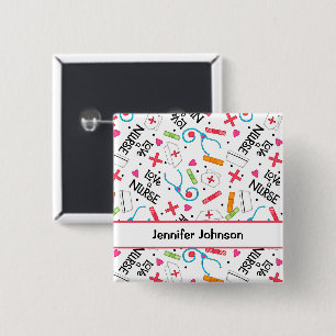 Love a Nurse Art White Name Pin Badge