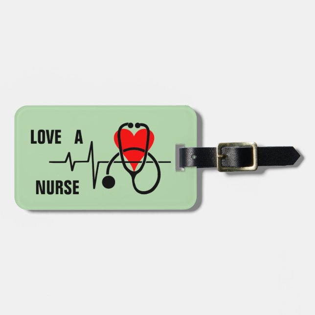 Love a Nurse Heart Stethoscope Design Luggage Tag (Front Horizontal)