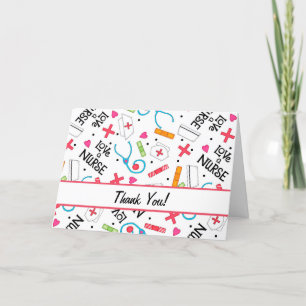 Love a Nurse Thank You Medical Art White Card