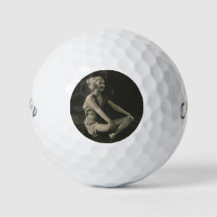 Love a Poor Maid Girl Sitting Cross Legs Golf Balls