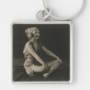 Love a Poor Maid Girl Sitting Cross Legs Key Ring