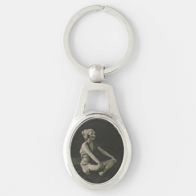 Love a Poor Maid Girl Sitting Cross Legs Key Ring (Front)