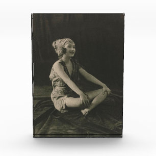 Love a Poor Maid Girl Sitting Cross Legs Photo Block