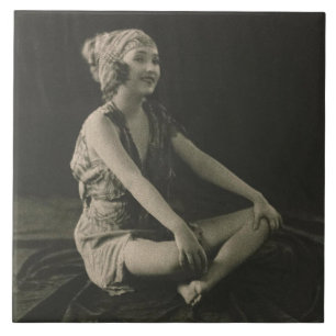 Love a Poor Maid Girl Sitting Cross Legs Tile