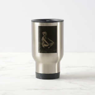 Love a Poor Maid Girl Sitting Cross Legs Travel Mug