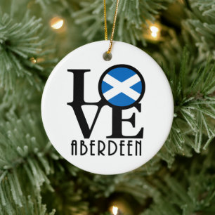LOVE Aberdeen Scotland Ceramic Tree Decoration