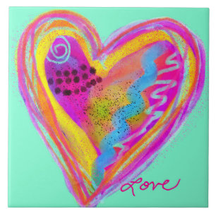 Love Abstract Digital Painting Tile