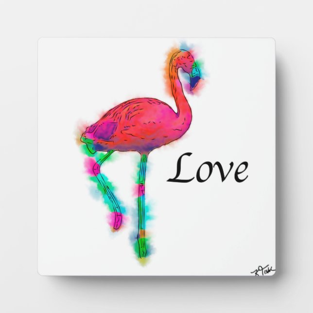 Love - Abstract Flamingo Step Plaque (Front)