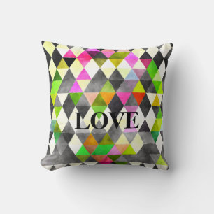 Love Abstract Geometric Triangles Cushion