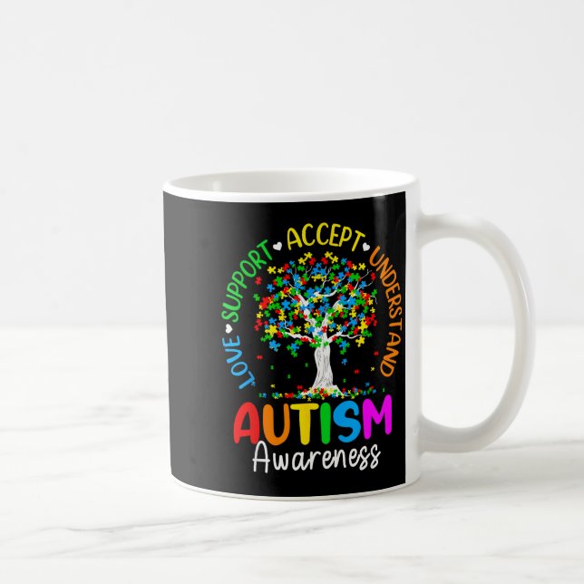 Love Accept Suprt Autistic Autism Awareness Men Coffee Mug (Right)