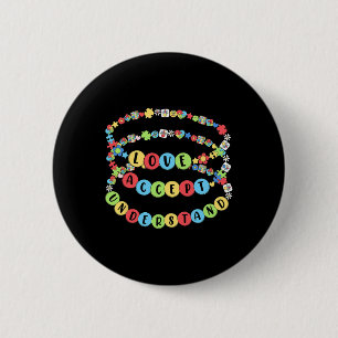 Love Accept Understand Autism Awareness Beaded Bra 6 Cm Round Badge